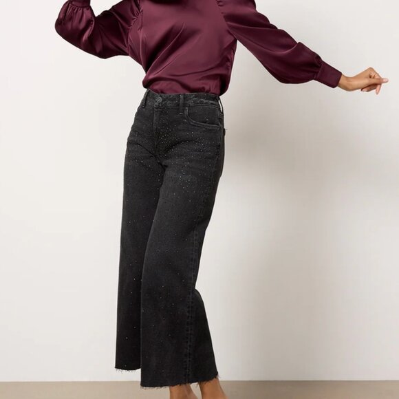 Kut from the Kloth Black Meg High Rise Fab Ab Wide Leg Illuminated Sparkle denim - Picture 2 of 8